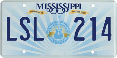MS license plate LSL214