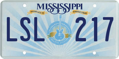 MS license plate LSL217