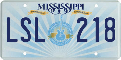 MS license plate LSL218