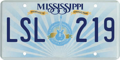 MS license plate LSL219