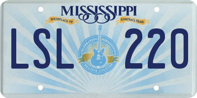 MS license plate LSL220
