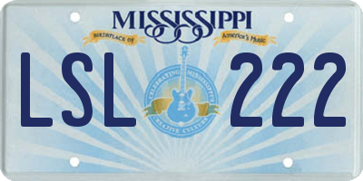 MS license plate LSL222