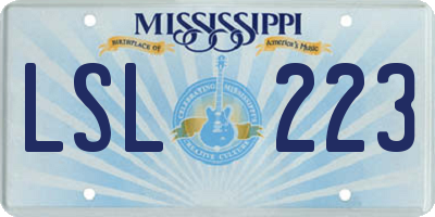 MS license plate LSL223
