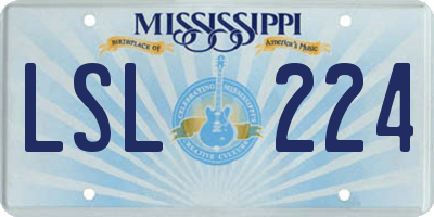 MS license plate LSL224
