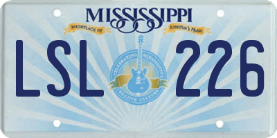 MS license plate LSL226