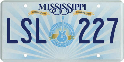 MS license plate LSL227
