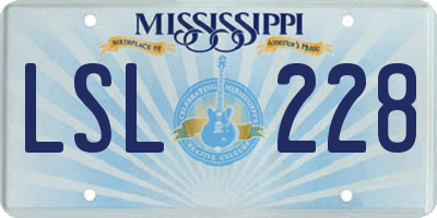 MS license plate LSL228