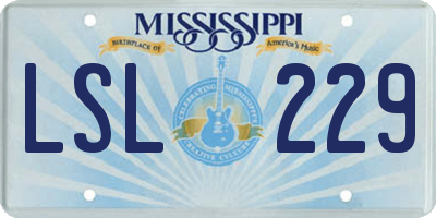 MS license plate LSL229