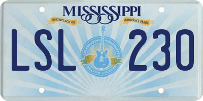MS license plate LSL230