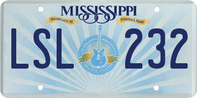 MS license plate LSL232