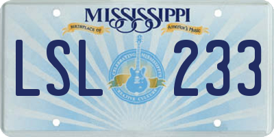 MS license plate LSL233