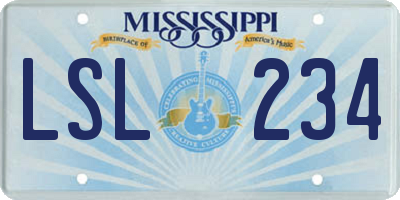 MS license plate LSL234