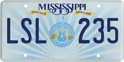 MS license plate LSL235
