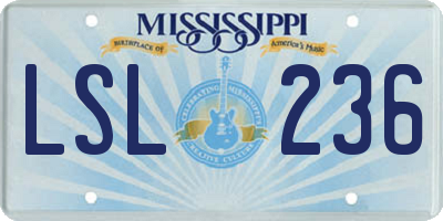 MS license plate LSL236