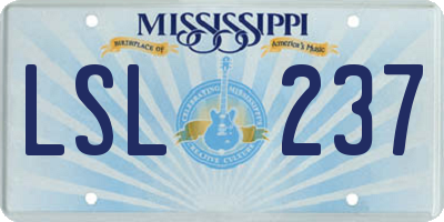 MS license plate LSL237