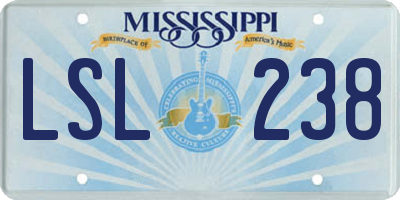 MS license plate LSL238