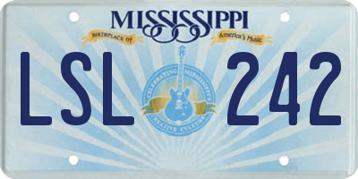 MS license plate LSL242