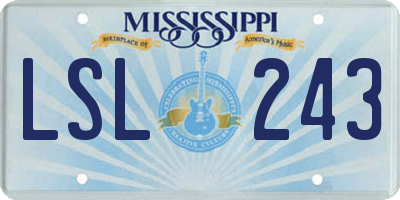 MS license plate LSL243
