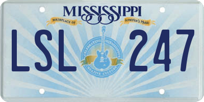 MS license plate LSL247