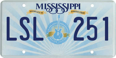 MS license plate LSL251
