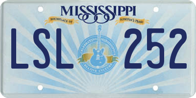 MS license plate LSL252