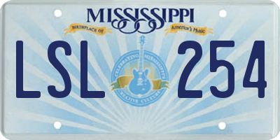 MS license plate LSL254