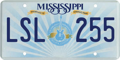 MS license plate LSL255