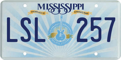 MS license plate LSL257