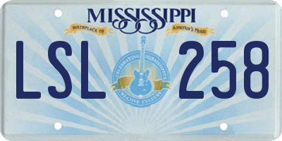 MS license plate LSL258