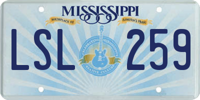 MS license plate LSL259