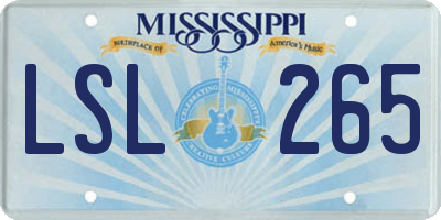 MS license plate LSL265