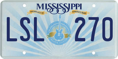 MS license plate LSL270