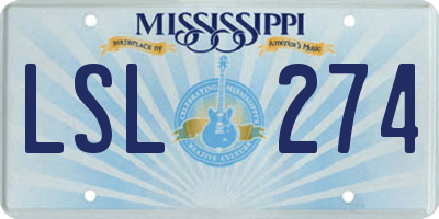 MS license plate LSL274