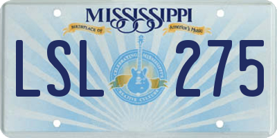 MS license plate LSL275