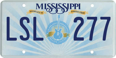 MS license plate LSL277