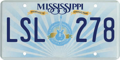 MS license plate LSL278
