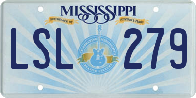 MS license plate LSL279