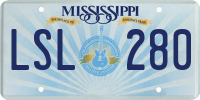 MS license plate LSL280