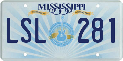 MS license plate LSL281