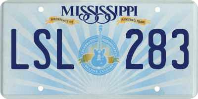 MS license plate LSL283
