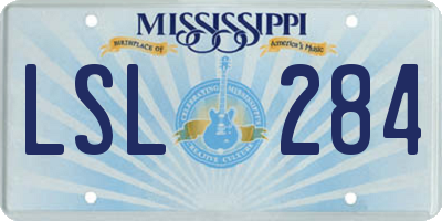 MS license plate LSL284