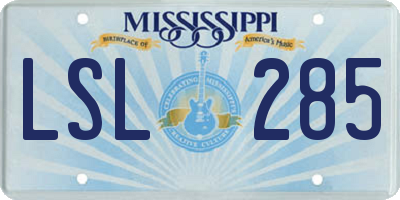 MS license plate LSL285