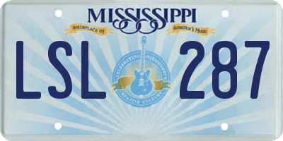 MS license plate LSL287