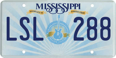 MS license plate LSL288