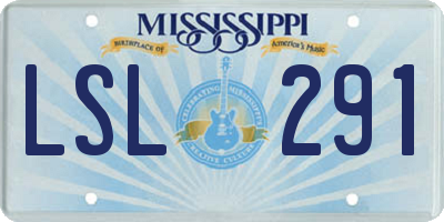 MS license plate LSL291