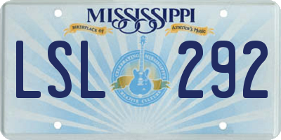MS license plate LSL292