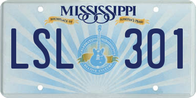 MS license plate LSL301