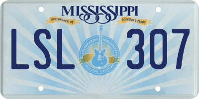 MS license plate LSL307