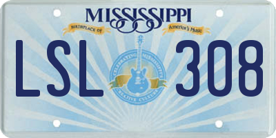MS license plate LSL308