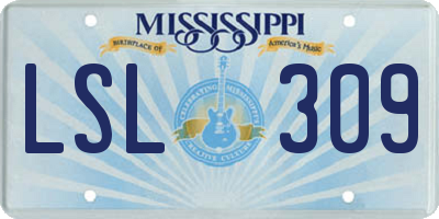 MS license plate LSL309